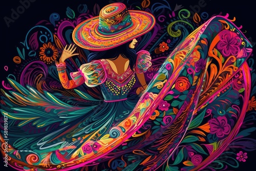 Cinco de Mayo Celebration: Generative AI Fiesta Banner and Poster Design with Flags, Flowers, Decorations