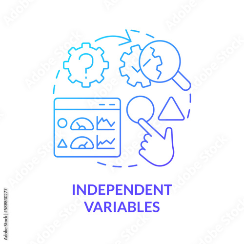 Independent variables blue gradient concept icon. Causal research changeable and principles abstract idea thin line illustration. Isolated outline drawing. Myriad Pro-Bold font used