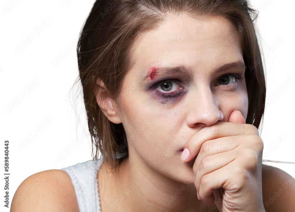 Sad and depressed young girl looking at the camera Sad and depressed young girl looking at the camera