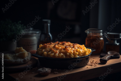 baked macaroni and cheese, generative ai © Boinah