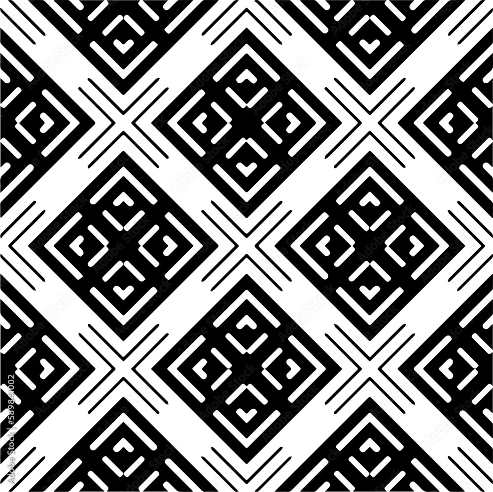 Black and white abstract patterns.Seamless monochrome repeating pattern for web page, textures, card, poster, fabric, textile.