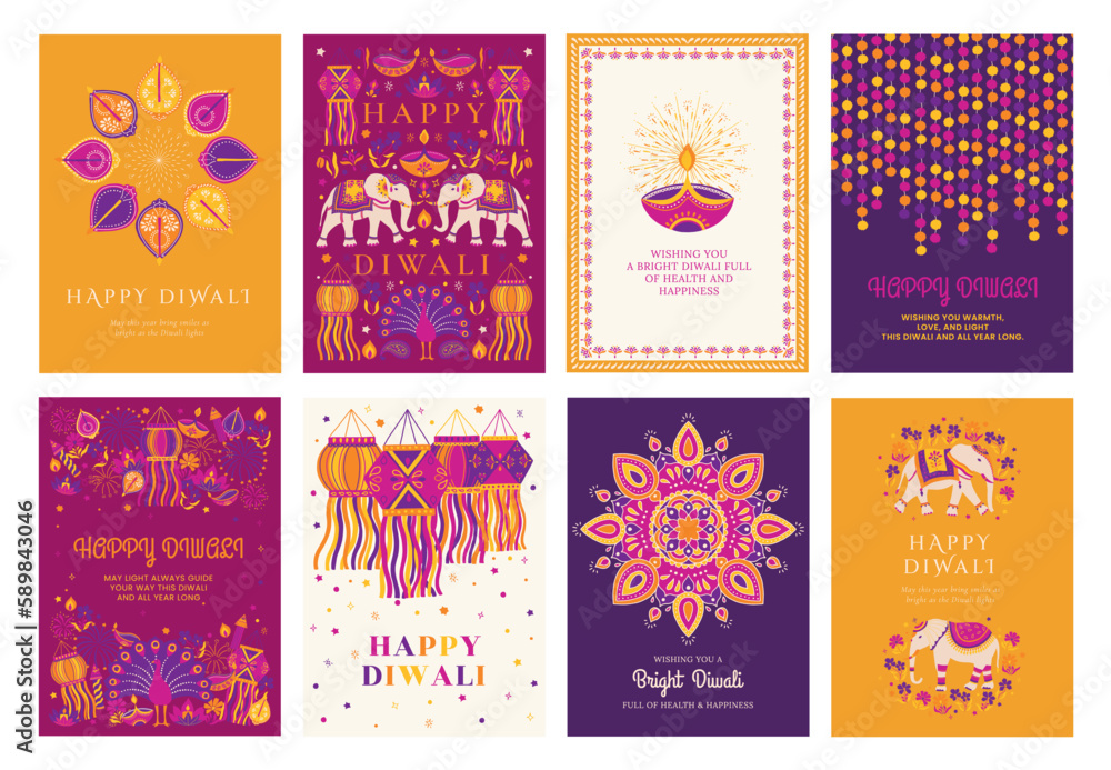 Diwali holiday  composition card svg 