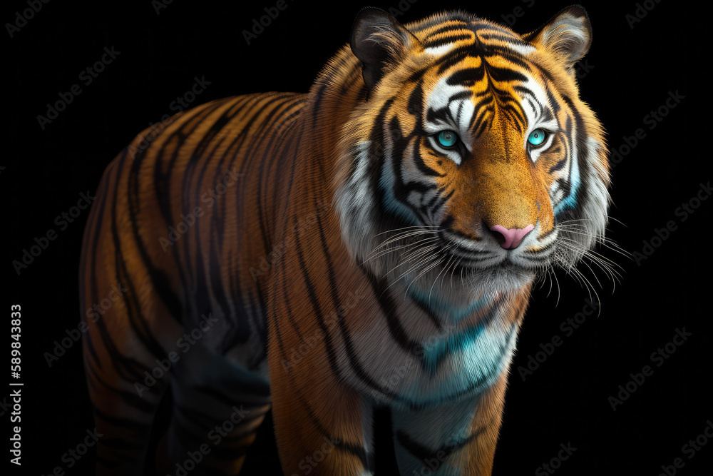tiger with a black background - made with generative ai tiger with a black background - made with generative ai
