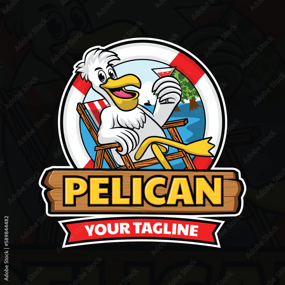 pelican cartoon character design vector