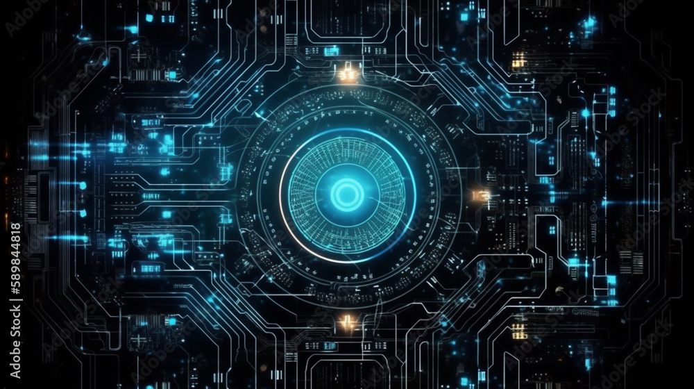 2d illustration Abstract futuristic electronic circuit technology background Generated AI 2d illustration Abstract futuristic electronic circuit technology background Generated AI