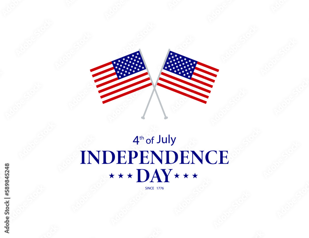 4th of July. USA. July. Independence Day. Greeting card or Banner. American Flag and text. Vector illustration