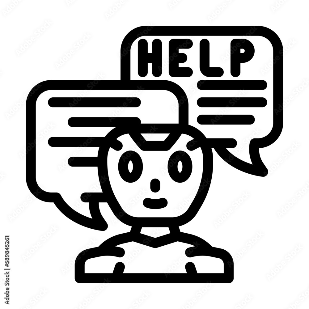 help chat bot line icon vector illustration help chat bot line icon vector illustration