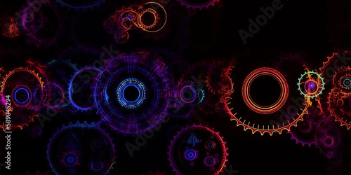 ai-generated Luminous gears of a gearbox