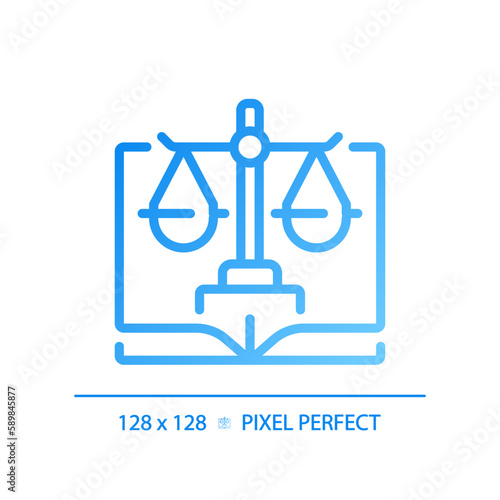Constitutional law pixel perfect gradient linear vector icon. Legal government regulation. Legislative system. Thin line color symbol. Modern style pictogram. Vector isolated outline drawing