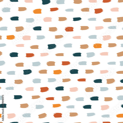 Grunge style seamless pattern. Hand-drawn stylish vector pattern. Modern minimal geometric print. Endless colorful background. 