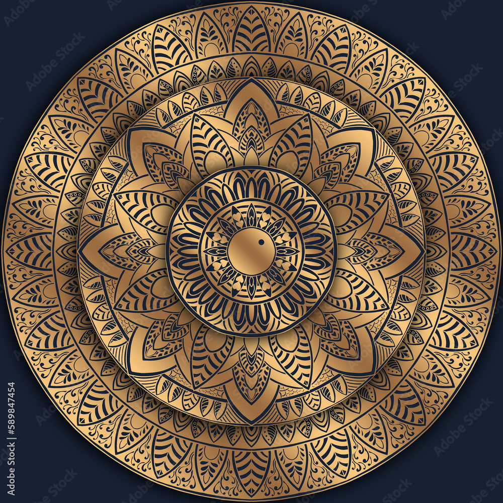 Mehndi Henna Drawing Circular Mandala pattern for tattoo, decoration premium product poster or painting. Decorative ornament in ethnic oriental style. Outline doodle hand draw illustration.