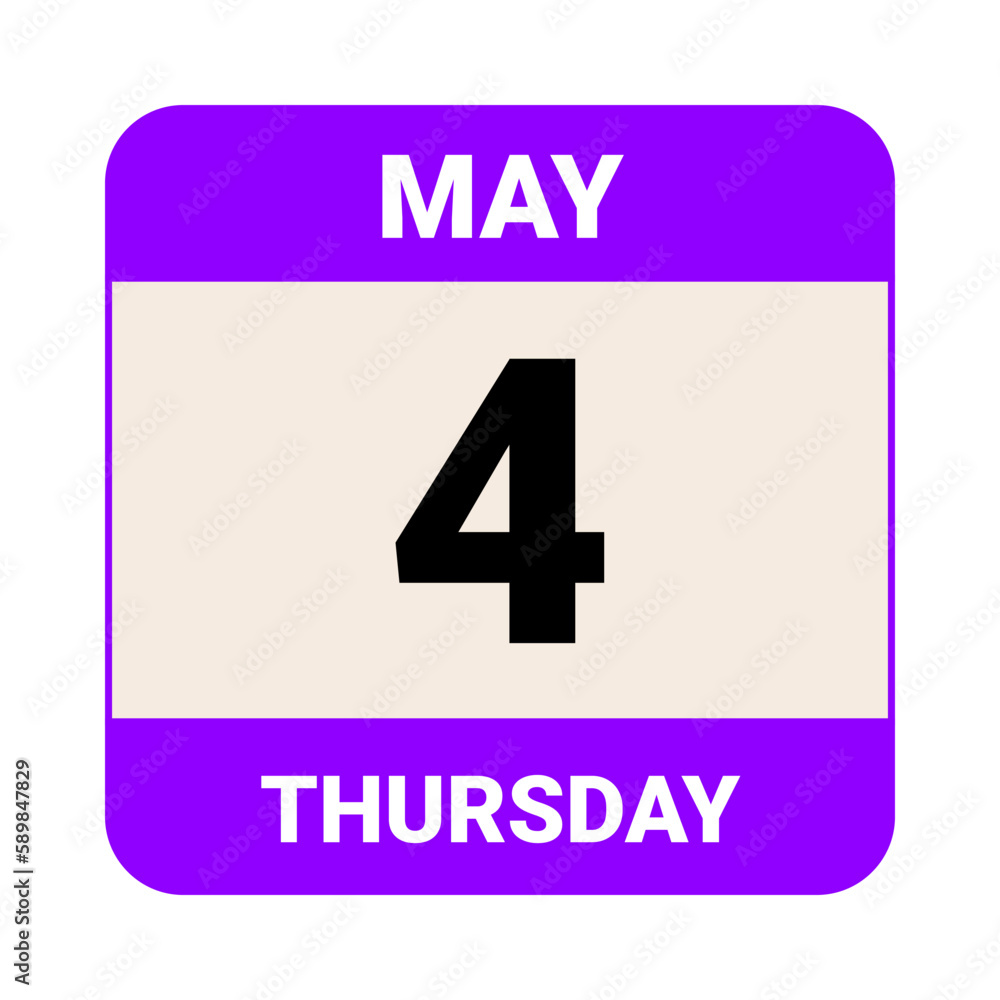4 May, Thursday. Date template. Useful design for calendar or event promotion. Vector illustration EPS 10 File. 4 May, Thursday. Date template. Useful design for calendar or event promotion. Vector illustration EPS 10 File.