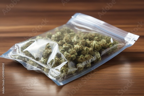 Packaged cannabis zipbag, Bag of Pot, Marijuana in Plastic Bag, photo