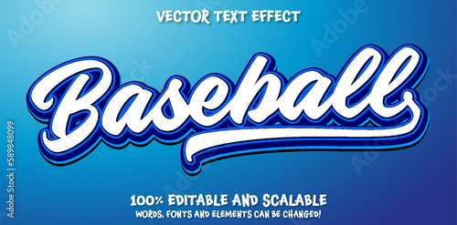 baseball editable text style effect photo