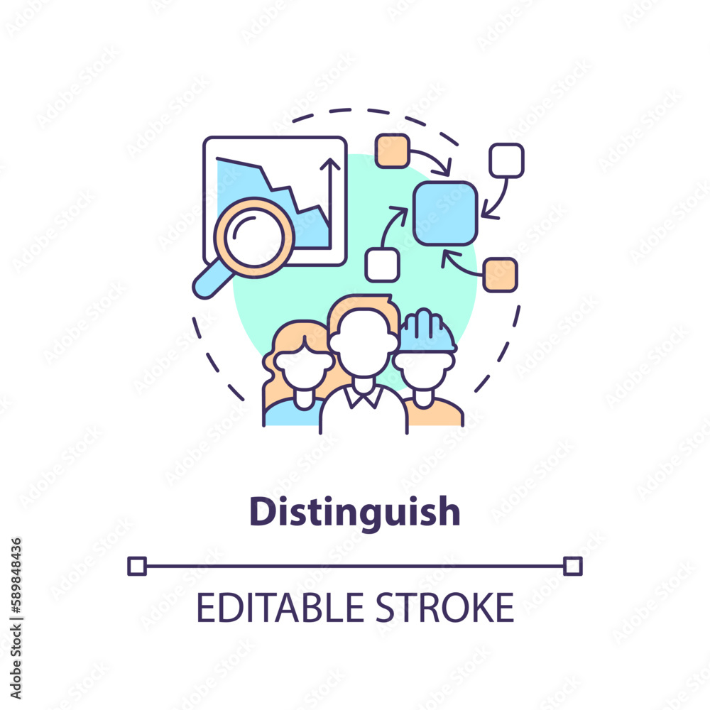 Distinguish concept icon. Implement SMED. Separating internal and external activities abstract idea thin line illustration. Isolated outline drawing. Editable stroke. Arial, Myriad Pro-Bold fonts used