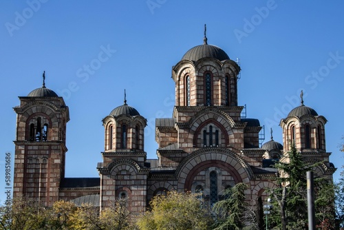 Church of Saint Marko in Belgrade under the sunlight and a blue sky in Serbia