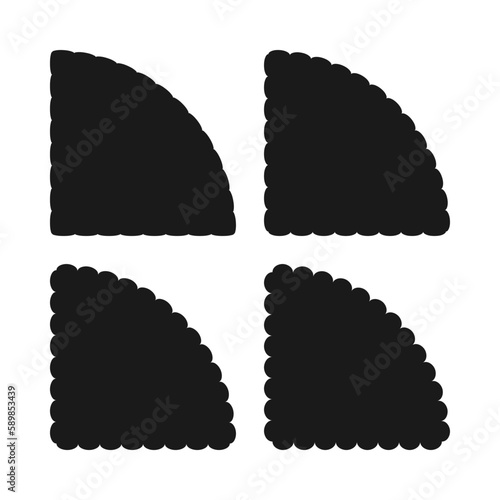 Scallop Edge Quarter Circle Icon Set