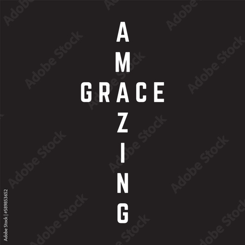 Amazing Grace Cross - text in cross shape. design vector