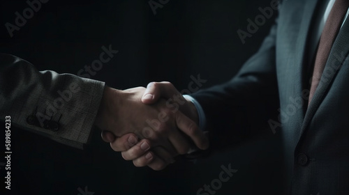 Business people shaking hands, teamwork, finishing up a meeting, Negotiations were successfully. Generative AI.