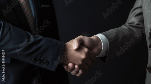 Business people shaking hands, teamwork, finishing up a meeting, Negotiations were successfully. Generative AI.