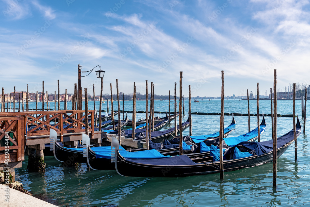Gondolas in Venice. Italy.