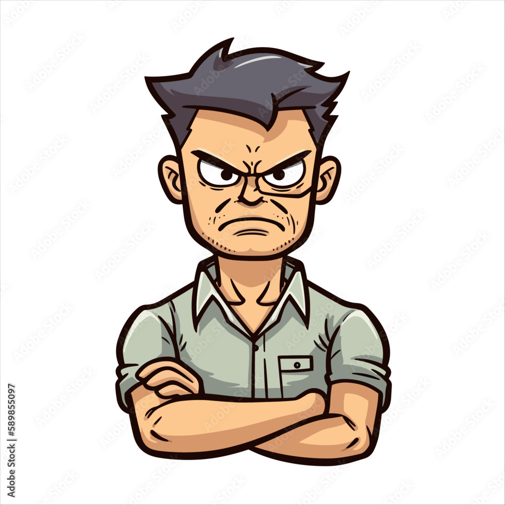A Man with an angry and unhappy face and expression