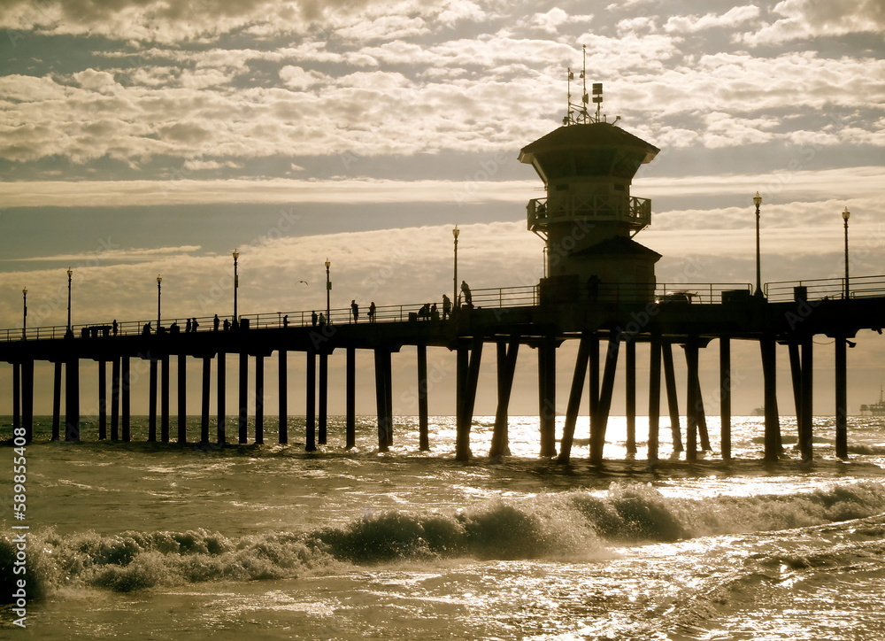 A California Pacific Ocean pier at sunrise A California Pacific Ocean pier at sunrise