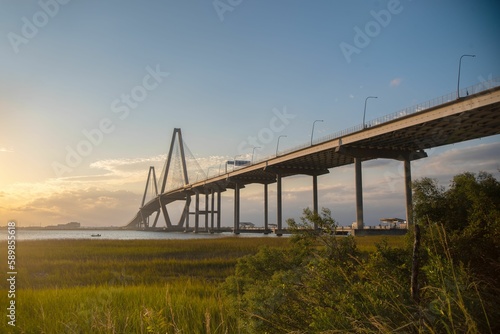 Beautiful shot of the Arthur Ravenel Jr Bridge in Charleston  Mount Pleasant
