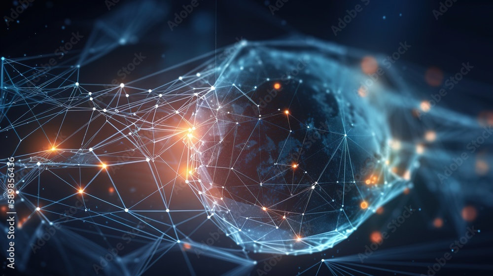 Business and economic growth on global business network.Technology and data connection. Generative Ai Business and economic growth on global business network.Technology and data connection. Generative Ai