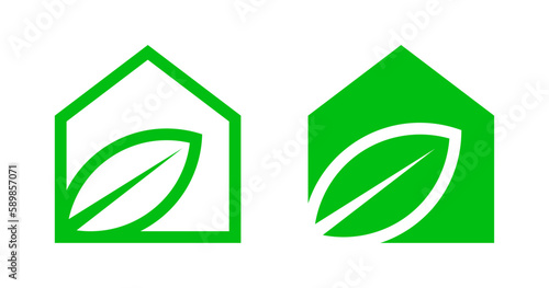 Sustainable green building, certified vector icon badge