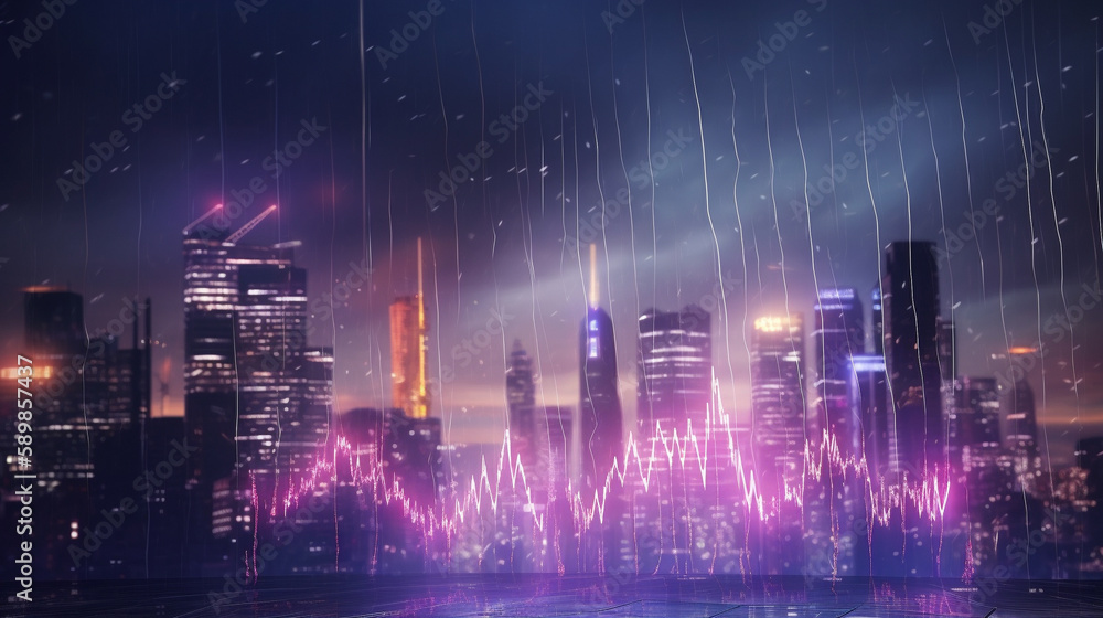 Fototapeta premium illustration Business success and growth concept.Stock market business graph chart on digital screen.Forex market, Gold market. Generative AI.