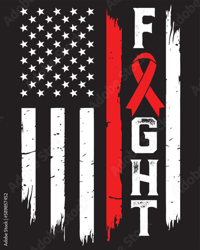 HIV,AIDS Awareness Day American Distressed Flag, Awareness Ribbon Vector Design