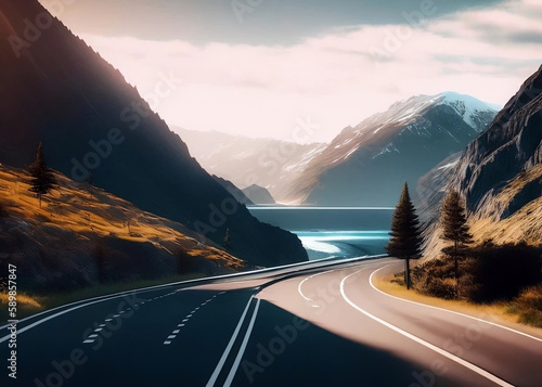 Scenic drives through mountains or coastal highways. Generative AI