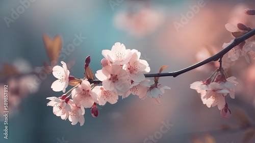 Dreamy floral flower spring background. Generative AI