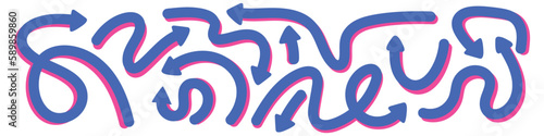 Doodle spiral arrows icon. Design quirky twist zigzag line, spring coil, curve wave. Vector illustration