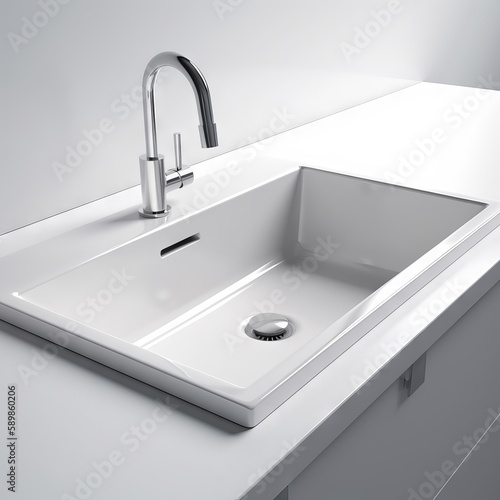 modern bathroom sink with faucet " ai generated "