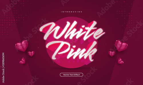 3D White and Pink Text Style with Luminous Effect