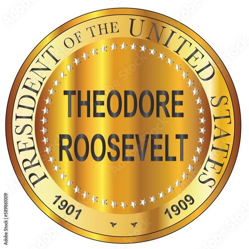 Theodore Roosevelt Gold Metal Stamp