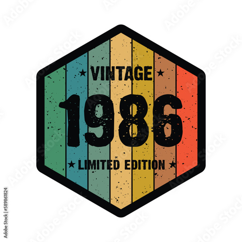 1986 Vintage Retro Limited Edition t shirt Design Vector