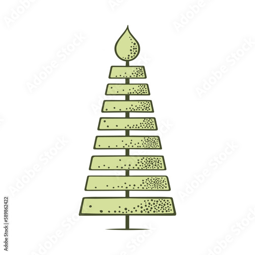 Sketch of topiary conifers. Sheared thuja bowl. Geometric trees for advertising and landscape design. Isolated on white background. Vector