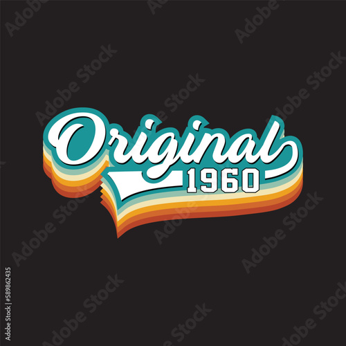 1960 vintage retro, Original, t shirt design vector black background 