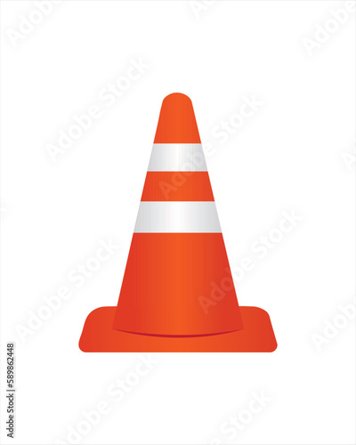 Traffic cone vector isolated on white. Plastic construction cone or pylon icon.
