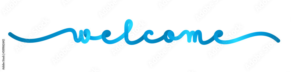 WELCOME vector monoline calligraphy banner with blue gradient WELCOME vector monoline calligraphy banner with blue gradient