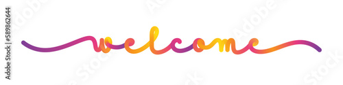 WELCOME vector monoline calligraphy banner with colorful gradient
