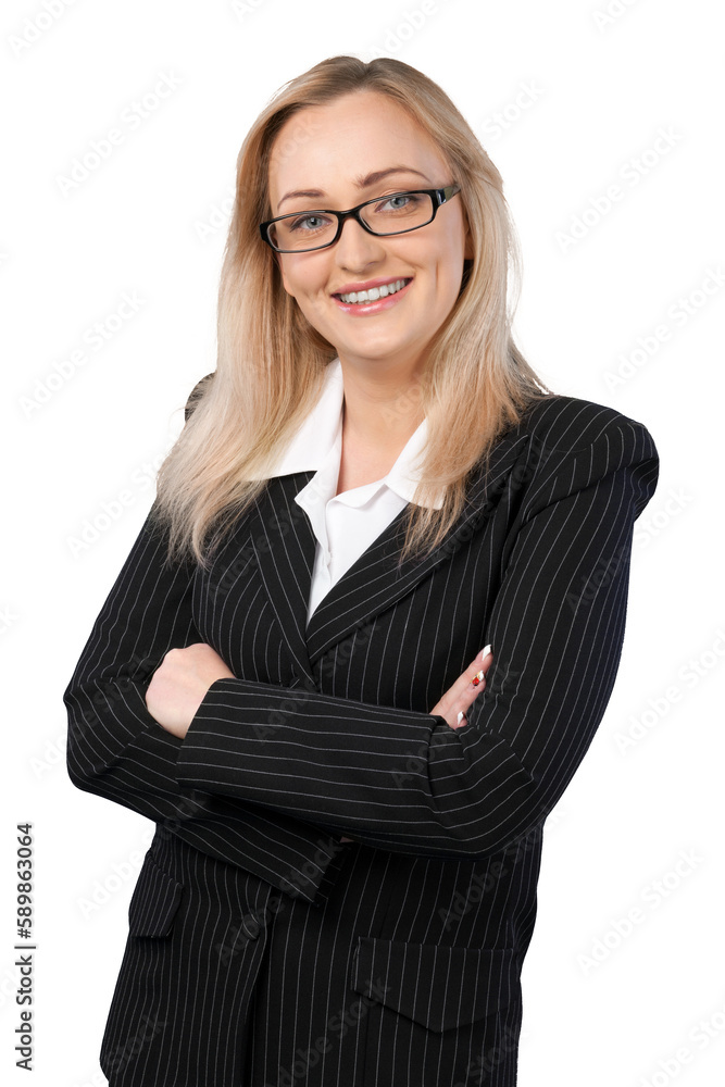 Portrait of young businesswoman in suit isolated on white Portrait of young businesswoman in suit isolated on white