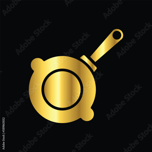 gold friying pan, icon, vector, template, design, flat,logo, collection photo