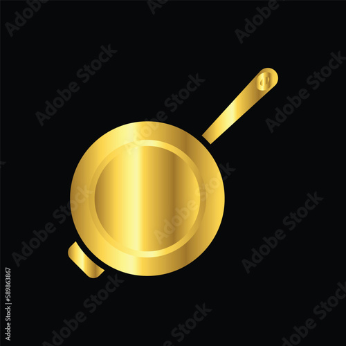 gold friying pan, icon, vector, template, design, flat,logo, collection