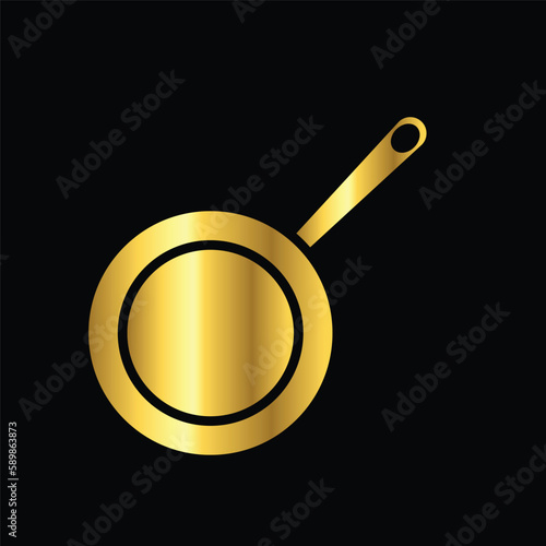 gold friying pan, icon, vector, template, design, flat,logo, collection photo