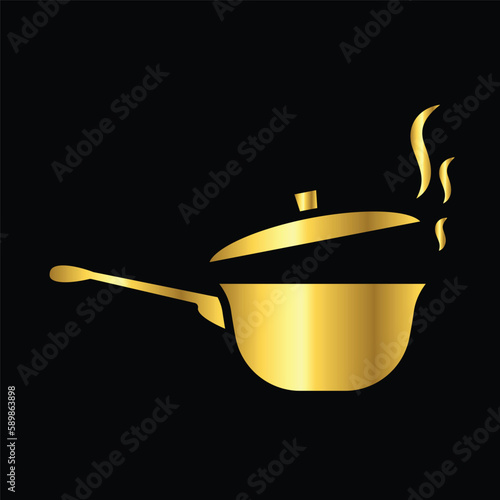 gold friying pan, icon, vector, template, design, flat,logo, collection