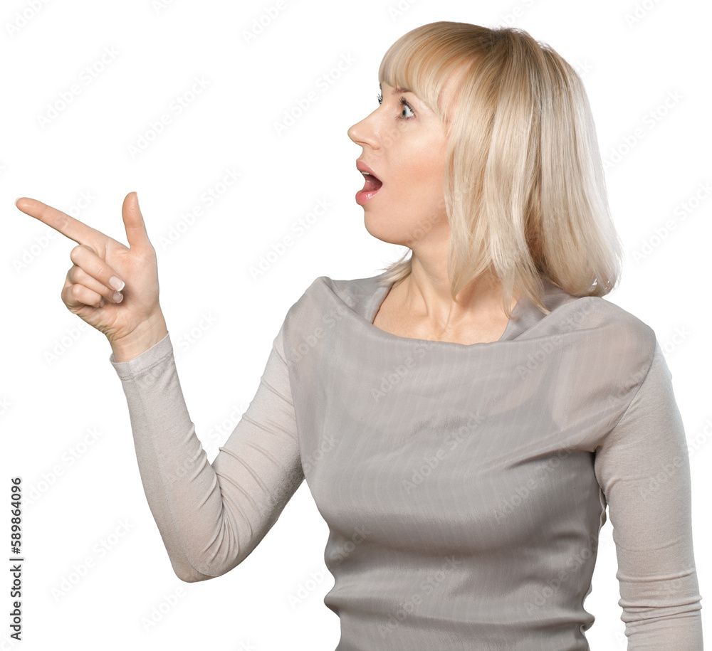 Surprised looking businesswoman